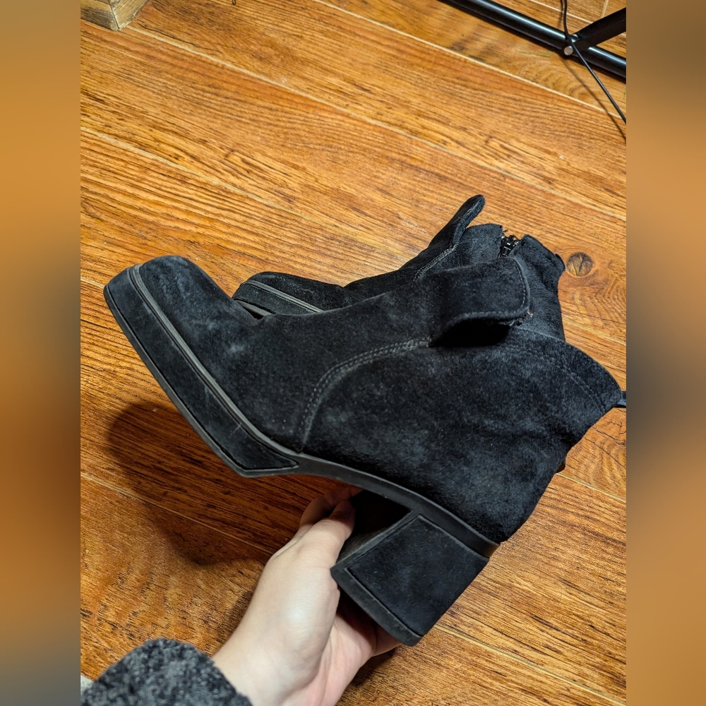 Y2K Hush Puppies Black Suede Platform Boots